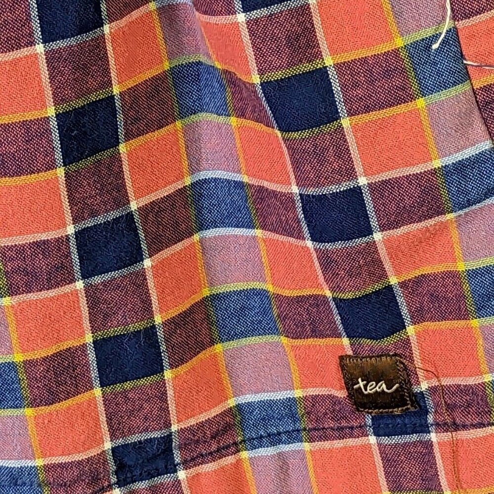 Tea Collection Dress Plaid Red Blue Short Sleeve Pockets Cotton Lined size 4 - Picture 12 of 13